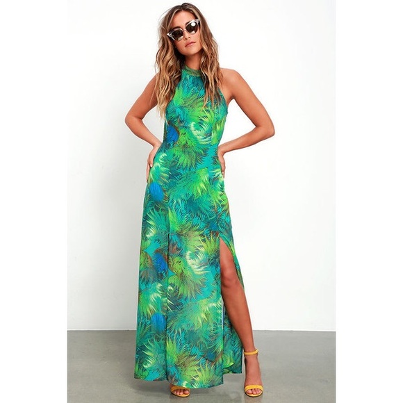 maxi dress palm print